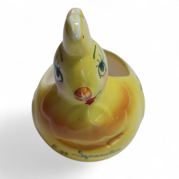 Vintage Yellow Ceramic Hen Egg Separator: Farmhouse Kitchen Decor - Picture 3 of 10